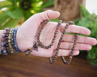 Natural Wengewood Malas, 6mm Beads Material Stretch Beauty Prayer Necklace Jewellery Supplies Meditation Tool Spiritual Healing Jewelry Wood