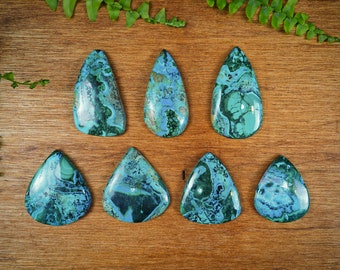 Malachite and Azurite Cabochons From Peru, Cabs Polished Green Blue Beautiful Crystal Jewelry Making Supplies Natural Healing Stones Healer