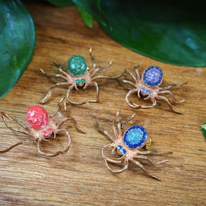 Bronze w/ Enamel Spider Brooches, Insect Brooch, Wearable Jewelry, Making Jeweler, Handmade Jewelry
