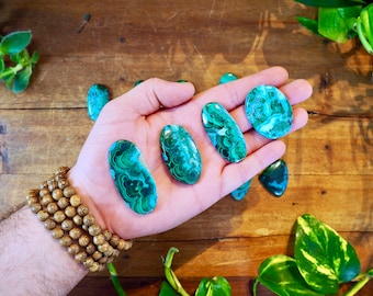 Malachite and Azurite Cabochons, Cabs Polished Green Crystal Jeweler Jewelry Making Supplies Natural Protection Stones Healer