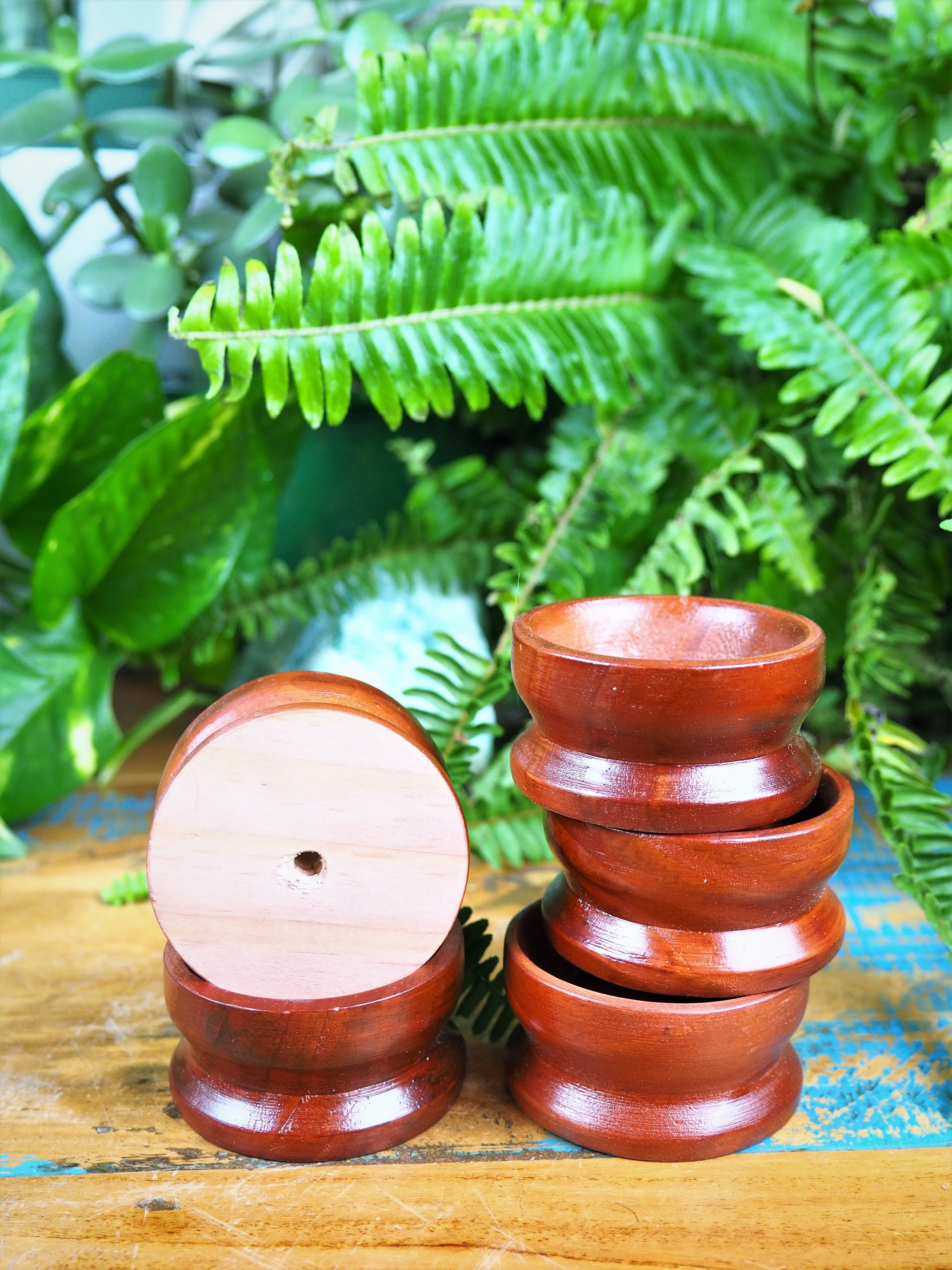 Small Natural Wooden Sphere Stand Medium Brown Red Orb Etsy