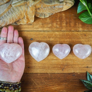 Gorgeous Rose Quartz Hearts, Small Pastel Pink, Lovely Calm Unconditional Love Trust Charm Root Sacral Heart Harmony Crystal Healing Energy