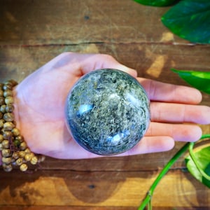 Lustrous Blue Quartz Crystal Sphere, Dumortierite Stone, Stone of Serendipity, Healing Crystals & Stones, Flashy Ball