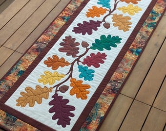 Autumn Leaves Table Runner Quilt Pattern | Fall Applique Sewing Instructions (PDF Download)