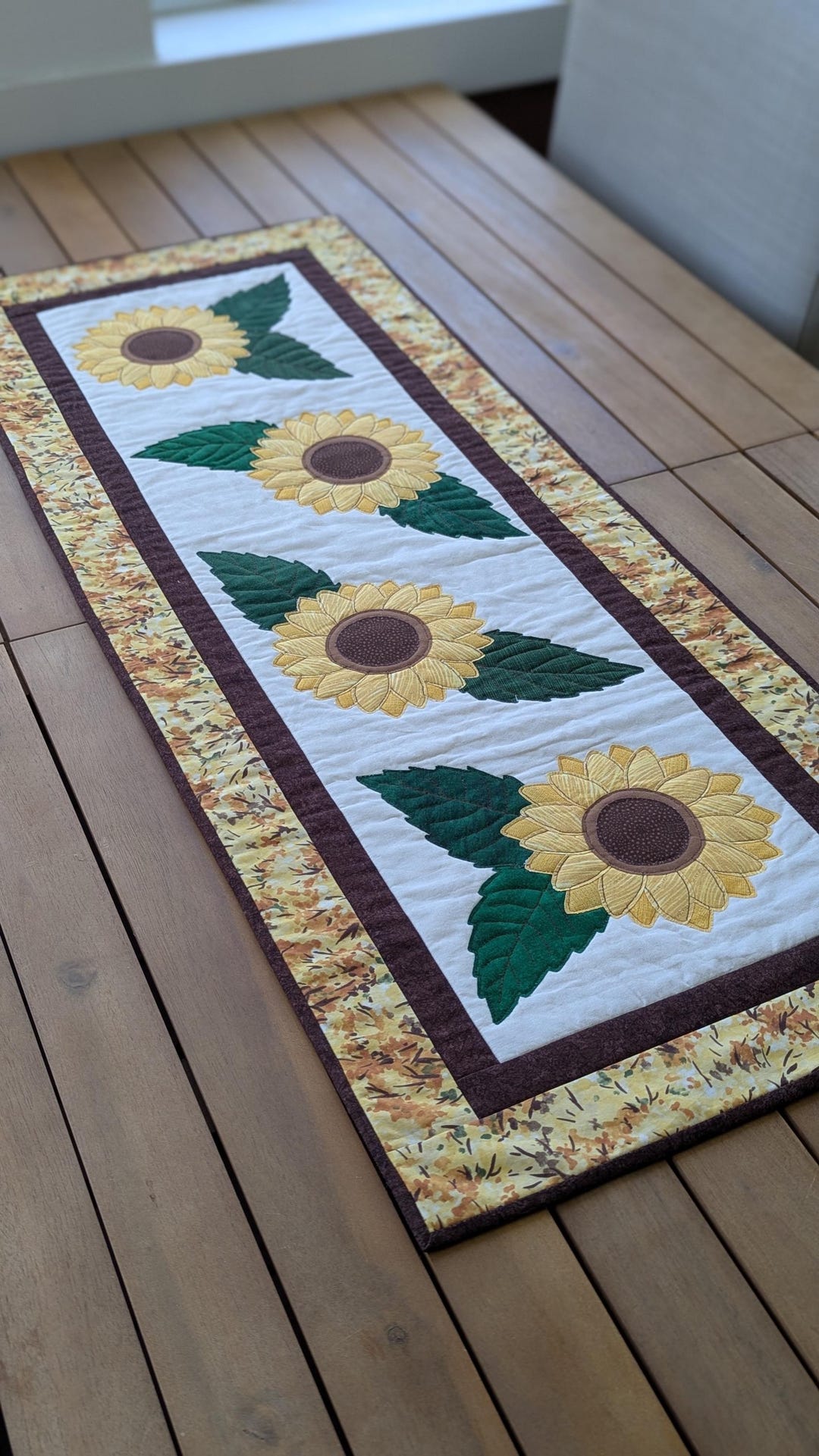 Sunflower Table Runner Quilt Pattern | Fall Applique Sewing ...