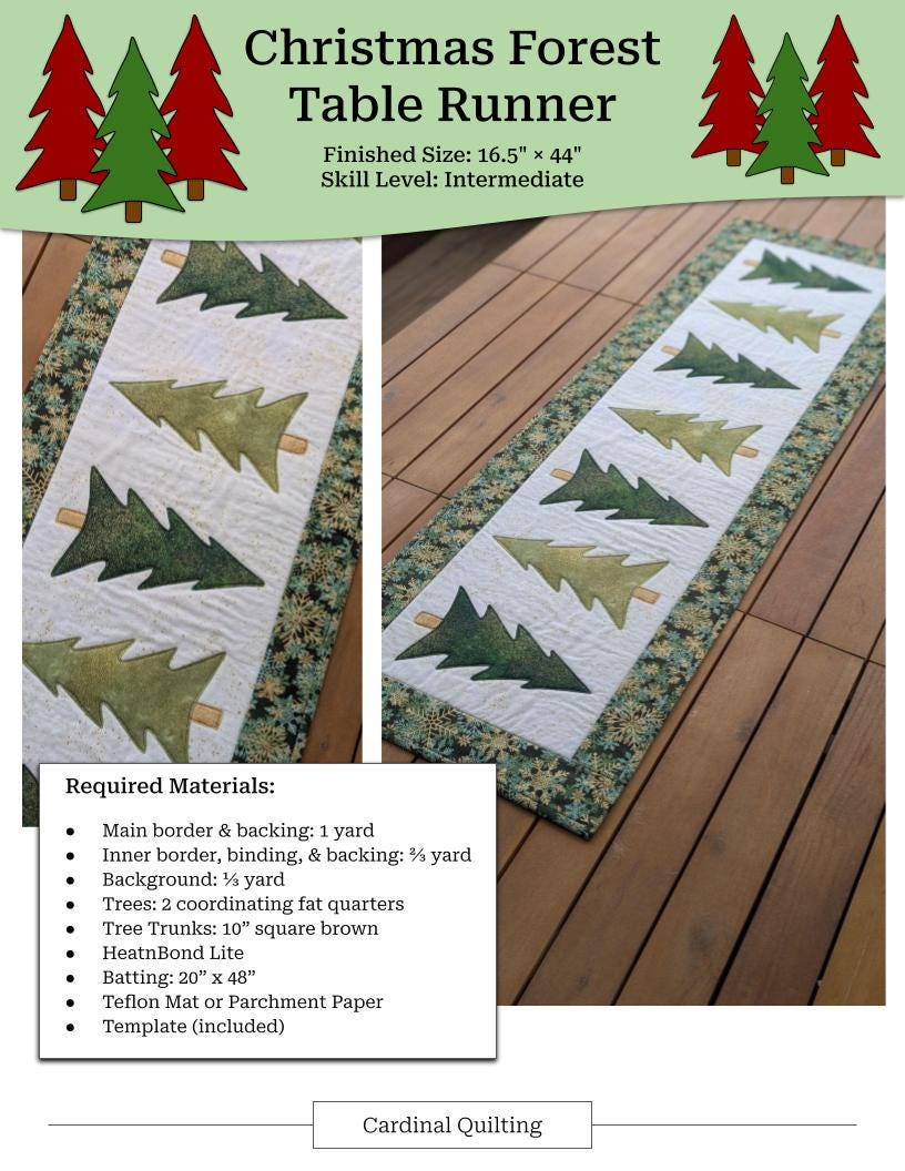 Christmas Forest Table Runner - Digital Pattern - Etsy Canada