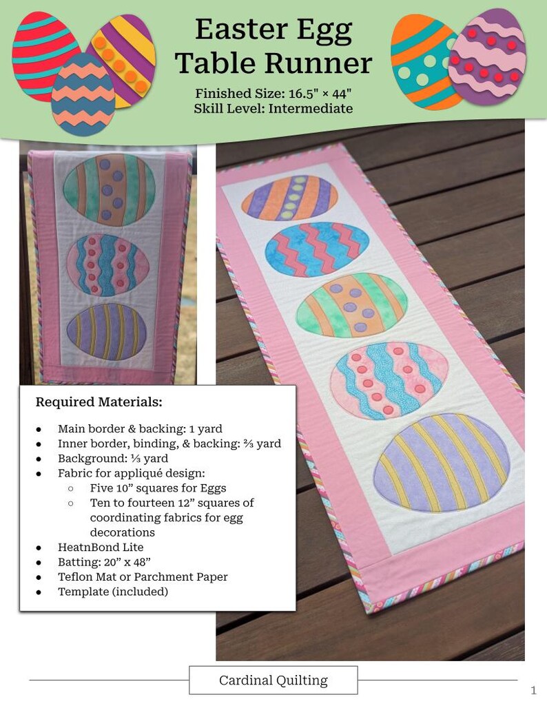 Easter Egg Table Runner - Digital Pattern - Etsy
