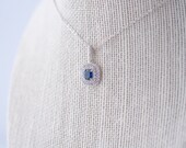 Celine Cubic Zirconia Necklace - Royal Blue Silver, CZ Bridal Necklace, Wedding Pendant Necklace, Crystal, Bridesmaid Necklace, Dainty