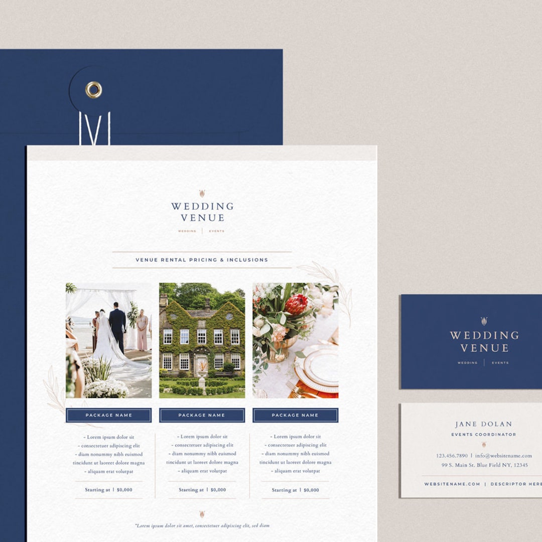 Venue or Wedding Planner Brand Kit. Navy and Rose Gold Brand Etsy