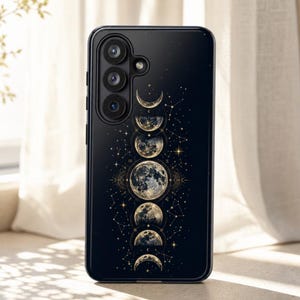 Handyhülle mit Mondphasen-Motiv, mystisches Geschenk für Astrologie-Fans, passend für iPhone 17, 16, 15, 14, 13, 12, 11, Samsung S26, S25, S24, S23 und Google Pixel