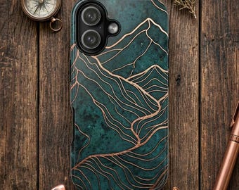 Türkis Marmor Berge Handyhülle für iPhone | Google Pixel | Samsung Galaxy | Dual Layer Durable Robuster Fall | Luxusgeschenk für Naturliebhaber