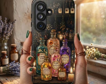 Mystische Apotheker Handyhülle, Witchy iPhone 17 16 15 14 13 12 11, Samsung S25 S24, Pixel 9 8, Kräuter Glasflasche