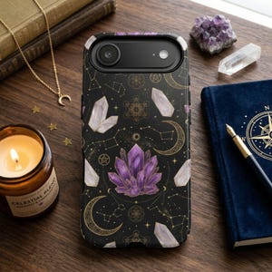 Mystische Kristall- und Sternen-Handyhülle: Himmlisches Edelstein-Design (iPhone 16, Samsung, Pixel)