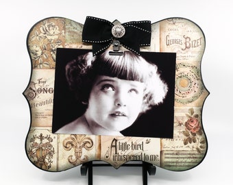 Musical Themed Picture Clip Board Frame for 5x7 Photo, Cherubs With Instruments Display for Sweet Adeline Music Student Recital or Baptism