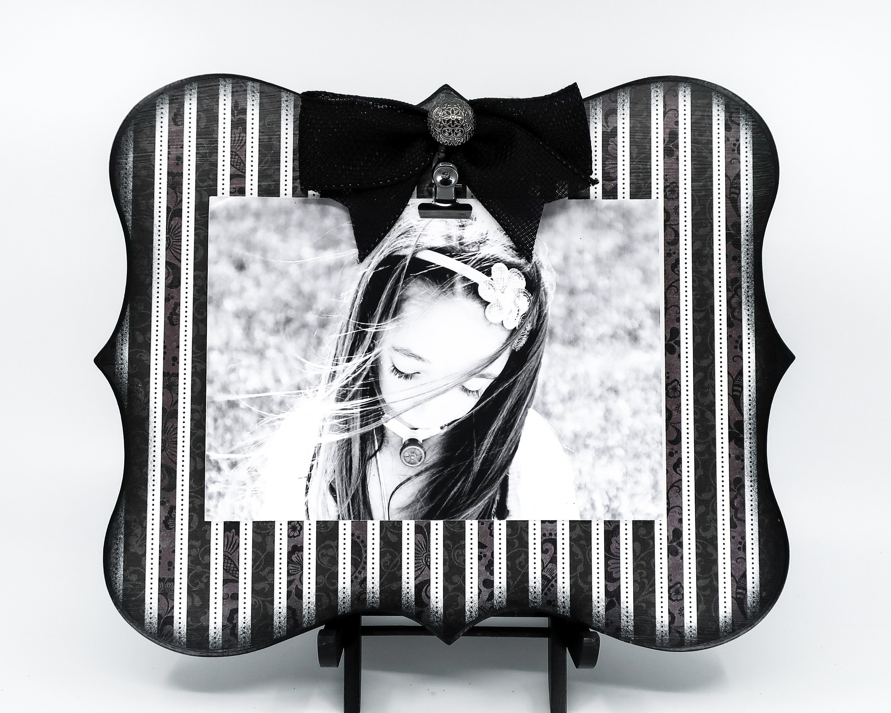 Black and White Stripe Photo Frame Picture Clip Board for 5x7 Etsy