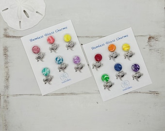 Sea Turtle Wine Charms Stemless Glass Magnetic, Unique Gift for Wine Lover Beach Lover, Gift for Girls Trip, Custom Party Shower Favor