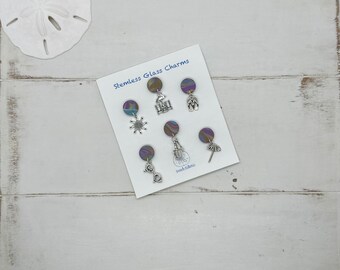 Tropical Wine Charms Stemless Glass Magnetic, Unique Gift for Wine Lover Beach Lover, One of a Kind Gift for Girls Trip, Party Shower Favor