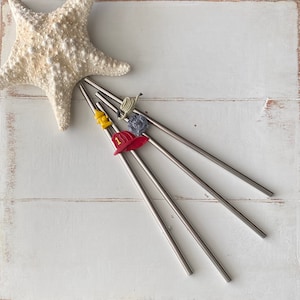 Fire Fighter Reusable Straws Stainless Steel Metal, Unique Gift for Fireman Dad First Responder, Sustainable Eco-friendly Custom Party Favor