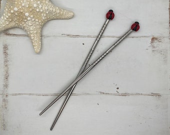 Chopsticks Lady Bug, Unique Gift for Ladybug Lover Hostess Spring Party, Sustainable Eco-friendly Custom Party Shower Wedding Favor