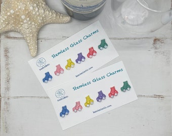 Roller Skate Stemless Glass Charms Wine Magnetic, Unique Gift for Winer Lover Skater, Adult Skating Party Girls Night Roller Derby Party