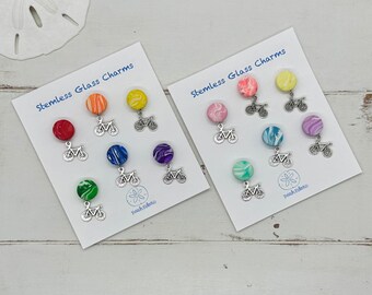 Bicycle Wine Charms Stemless Glass Magnetic, Unique Gift for Cyclist Wine Lover, Wine Tasting Party, Custom Hostess Gift, Shower Party Favor