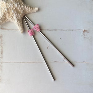 Pig Reusable Straw Stainless Steel Metal, Unique Pig Lover Gift, Sustainable Eco-friendly Farm Themed Piggie Party Shower Favor Custom