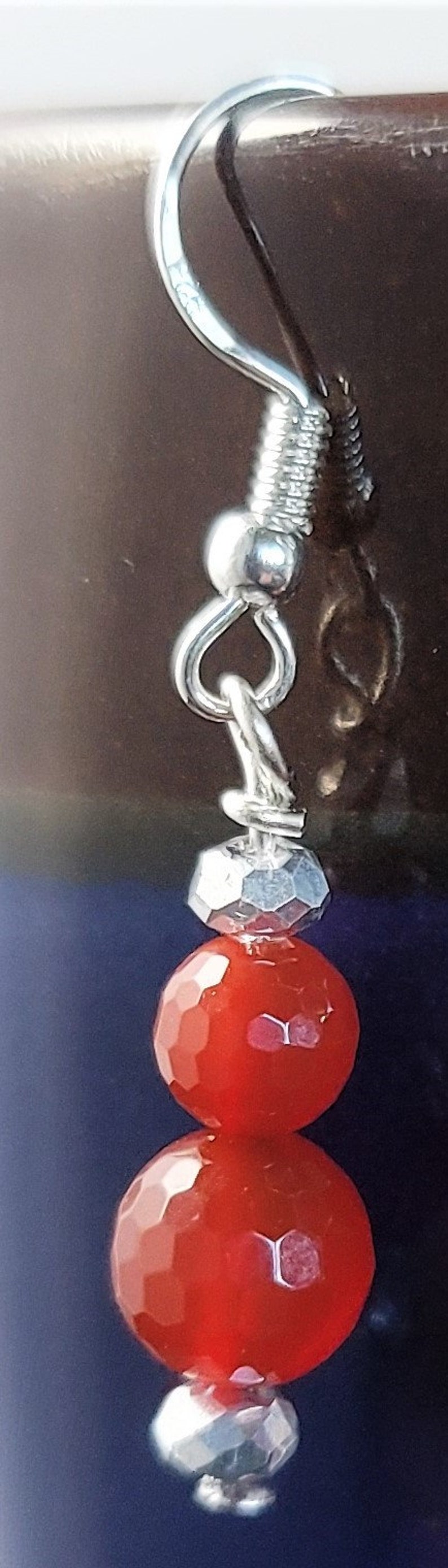 Lucky Energy Stone for Women and Handmade Jewelry Gift for Her Stunning Beaded Jewelry Carnelian Natural Gemstone 3 bead Dangle Earrings
