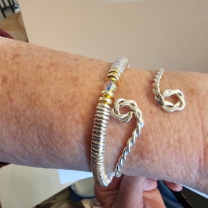 Sterling Cuff Bracelet & Hematite Bracelet set, Includes Silver Handmade Cuff bracelet and Gloss Heishi Hematite Art Bracelet, Gift for her