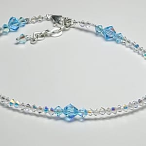 ANKLET - Blue Anklet,  Beach Baby Anklet, Crystal Beaded Womans Ankle Bracelet,  Summer Crystal Ankle Jewelry, ankle bracelet Gift for Her