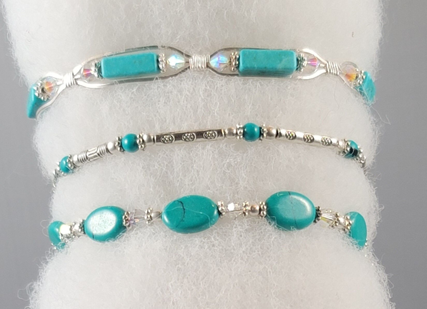 Turquoise Bracelet Set Includes Natural Gemstone Cuff Etsy