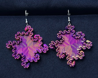 3D Printed 'Dragon Curve' Fractal Earrings