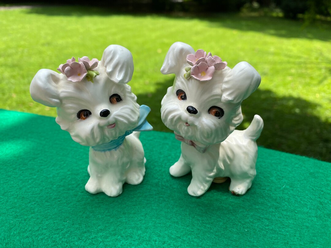 Leftons White Yorkshire Terrier Yorkie Dog Salt and Pepper Shakers Set