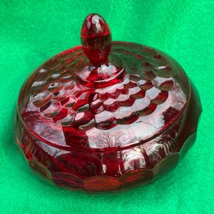 Viking Ruby Red Candy Dish Georgian Collection Honeycomb Texture