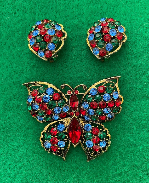 Weiss Butterfly Brooch with Matching Earrings