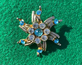 Vintage Beau Jewels Judy Lee Aquamarine Brooch Pin Colgante