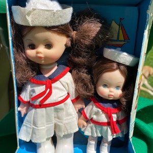 Uneeda Doll Co. Ship-Mates Big and Little Sister Sailor Dolls in Original Packaging