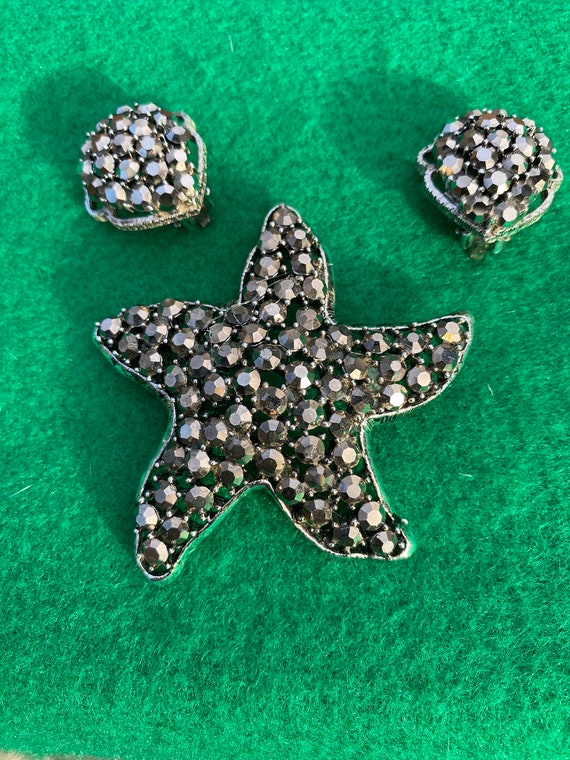 Weiss Starfish SeaStar Silvertone Brooch with Matc