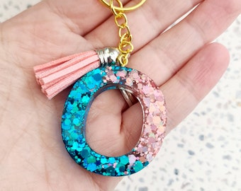 Blue and Pink Keyring | Letter Keyring | DssHandmade