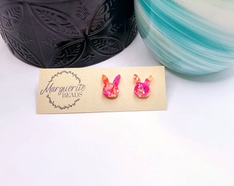 Pink Easter Bunny Earrings | Easter Bunny Studs | DSSHandmade