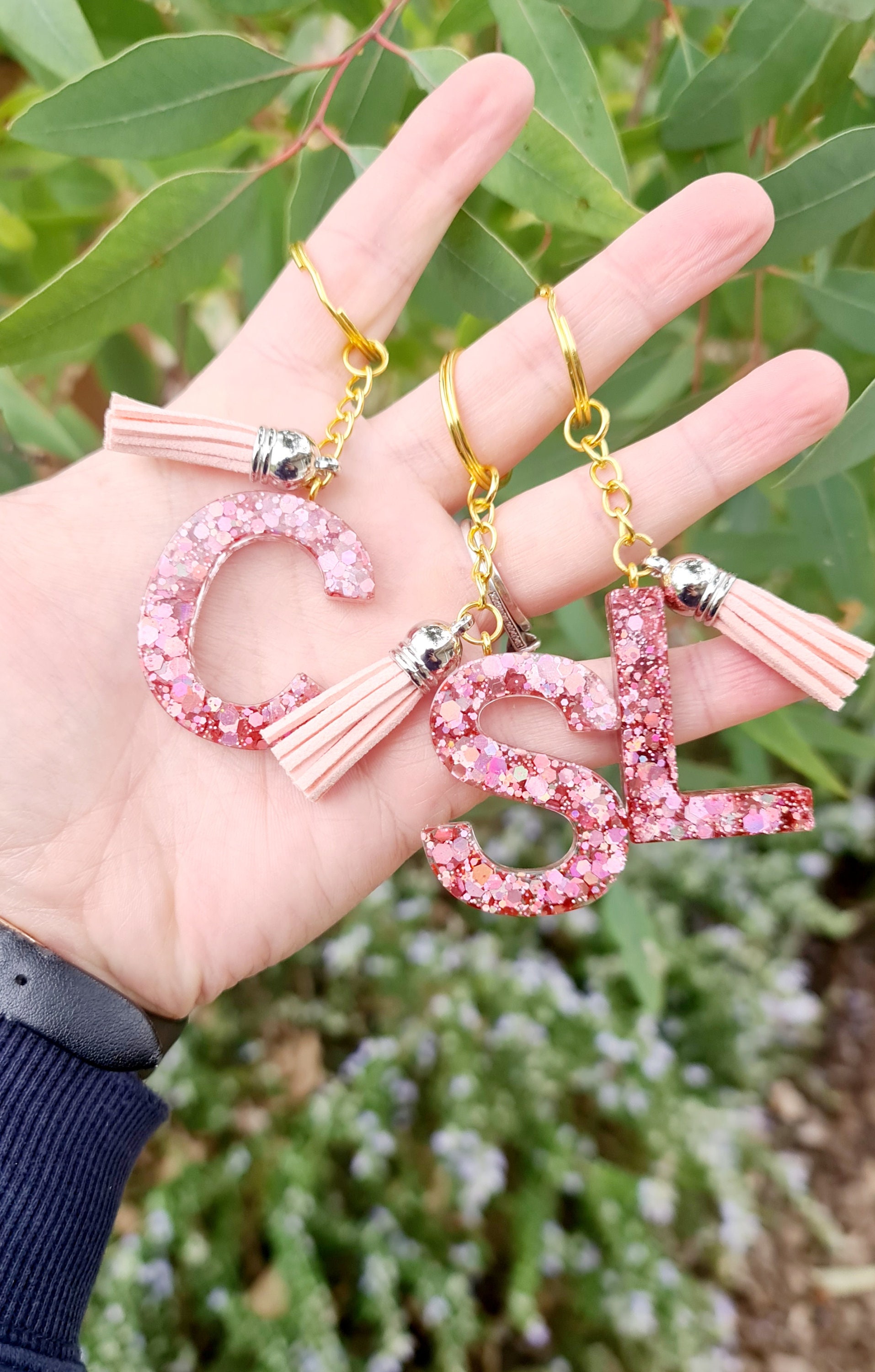 Pink Letter Keyring Letter Keyring Dsshandmade Etsy Australia