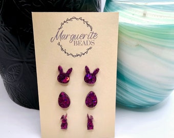 Purple Easter Earrings | Easter Studs | DSSHandmade