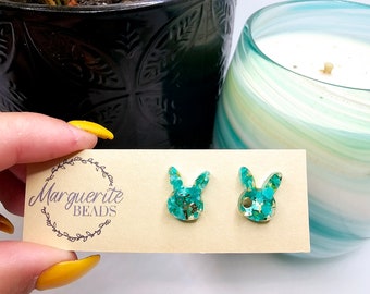 Green Easter Bunny Earrings | Easter Studs | DssHandmade