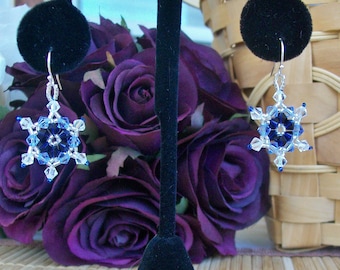 FROZEN Snowflake Swarovski Crystal Dangle Earrings 003 Hand