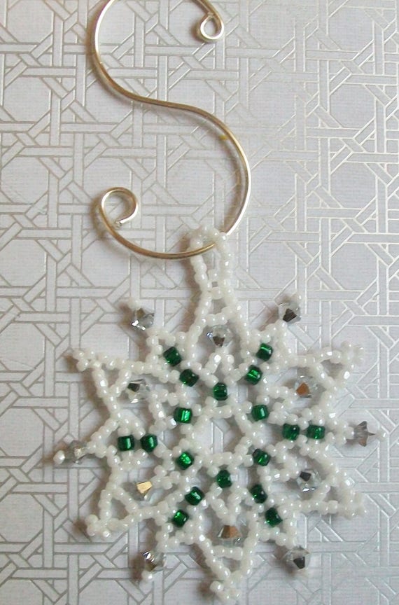 Christmas Holiday FROZEN Snowflake Ornament 087 Hand Stitched