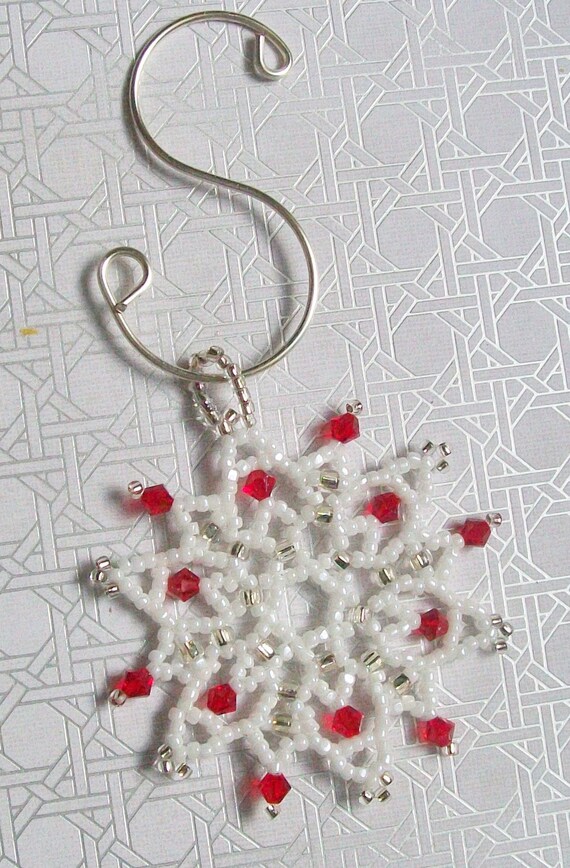 Christmas Holiday FROZEN Snowflake Ornament 102- Hand Stitched