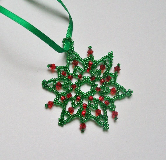 Christmas Holiday FROZEN Snowflake Ornament 001 Hand Stitched