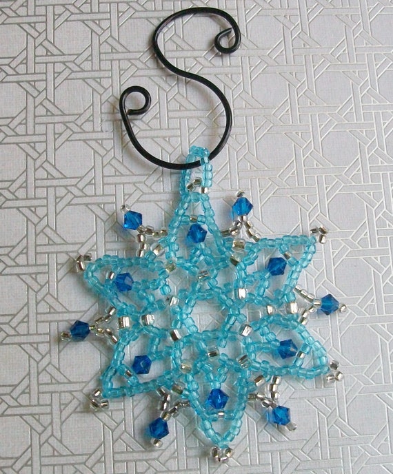 Christmas Holiday FROZEN Snowflake Ornament 140 Hand Stitched