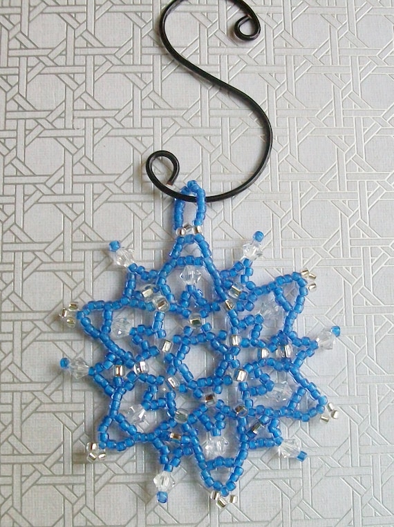 Christmas Holiday FROZEN Snowflake Ornament 141 Hand Stitched