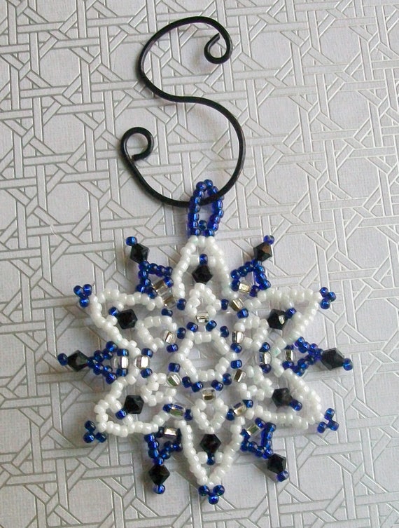 Christmas Holiday FROZEN Snowflake Ornament 138 Hand Stitched