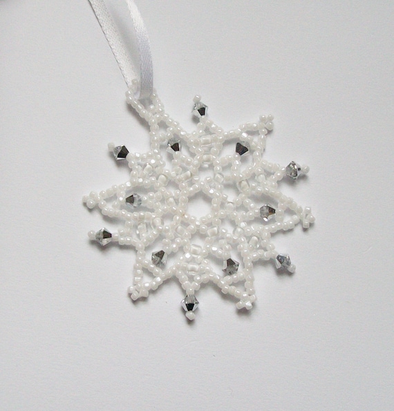 Christmas Holiday FROZEN Snowflake Ornament 010- Hand Stitched